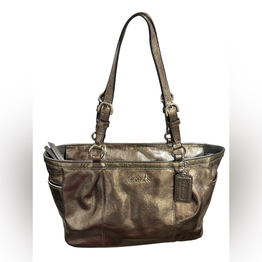 Coach Metallic Bronze Shoulder Bag With Coach Hang Tag